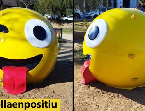 Instal·len un nou joc infantil en forma d’emoji a la plaça Conrad Prat