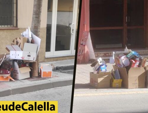 Cartrons de botigues i restaurants sense recollir als carrers de Calella