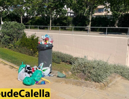 Acumulació de deixalles a un accés de la platja de Garbí