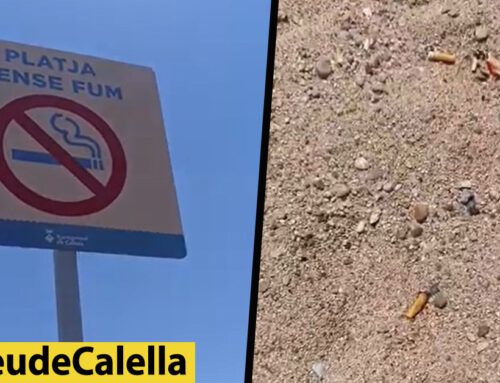 Acumulació de burilles a la platja tot i estar prohibit fumar